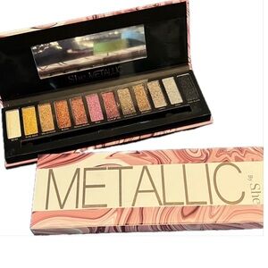 SHE Metallic Eyeshadow Palette Case with Mirror - Gold, Pink, Silver Shades